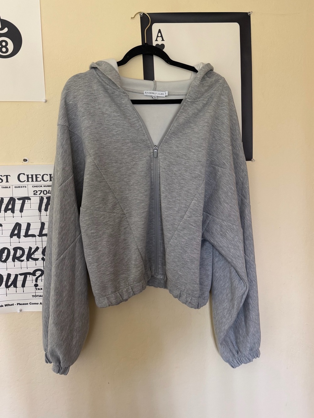 Grey Quilted Zip-Up Sweater